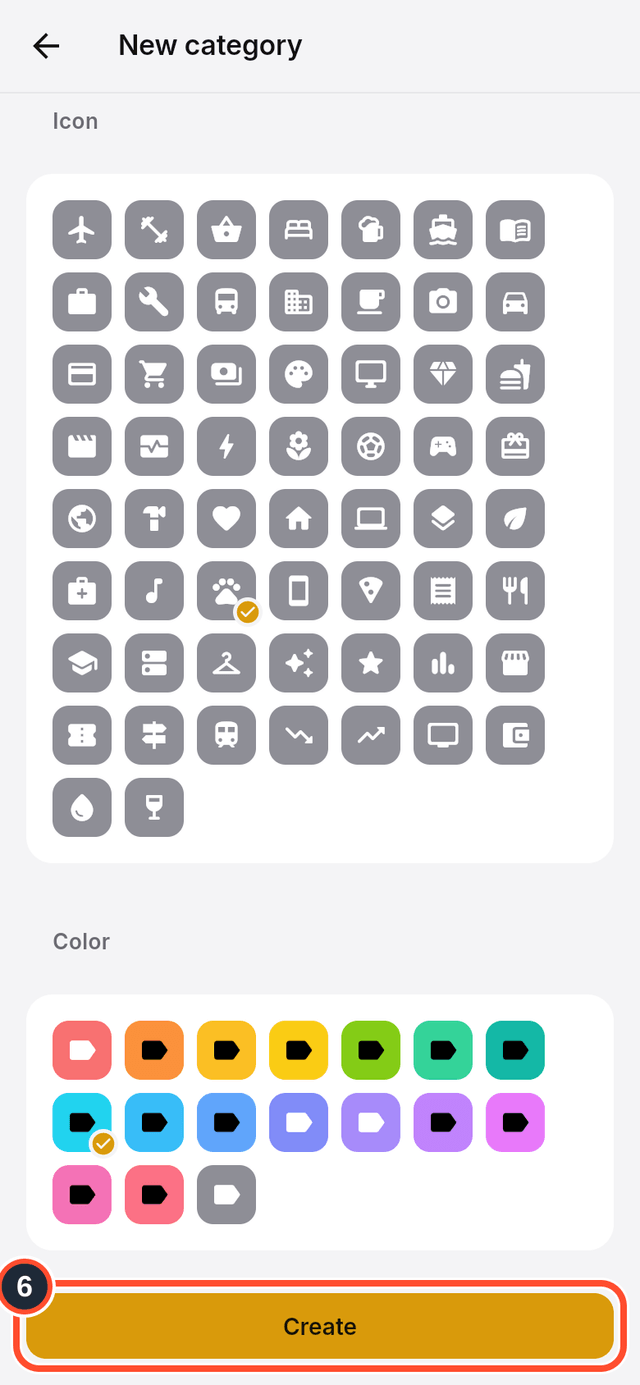 The Create button marked at the bottom of the form