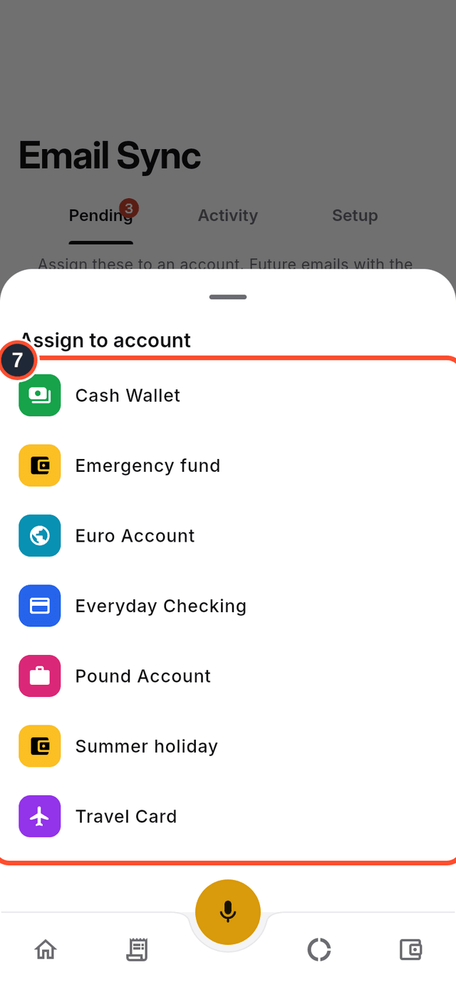 The list of accounts to assign a pending transaction to