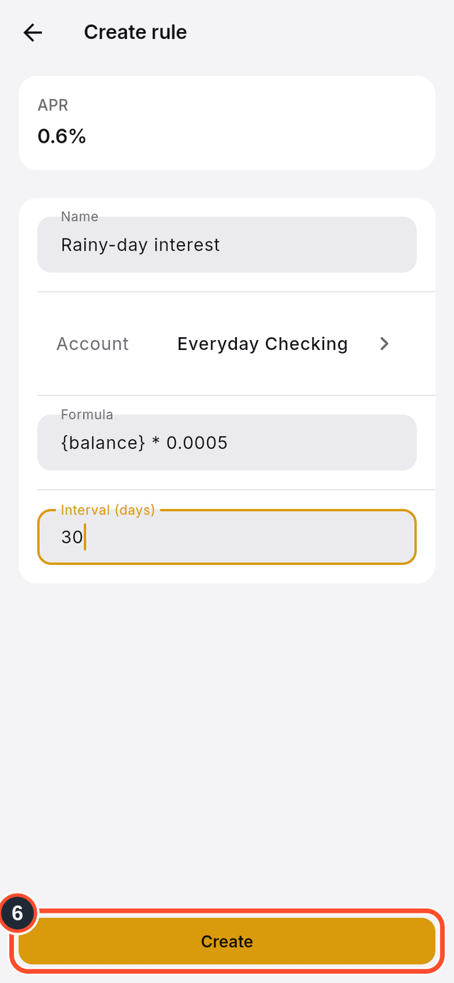 The Create button marked at the bottom of the form