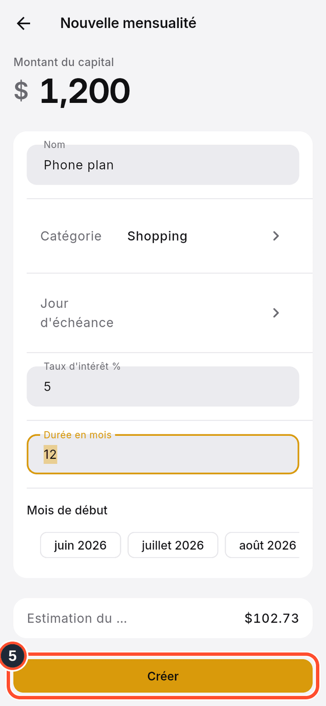 Le bouton Créer signalé en bas du formulaire