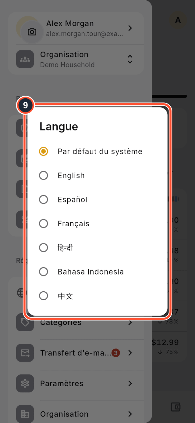 Les choix de langue repérés