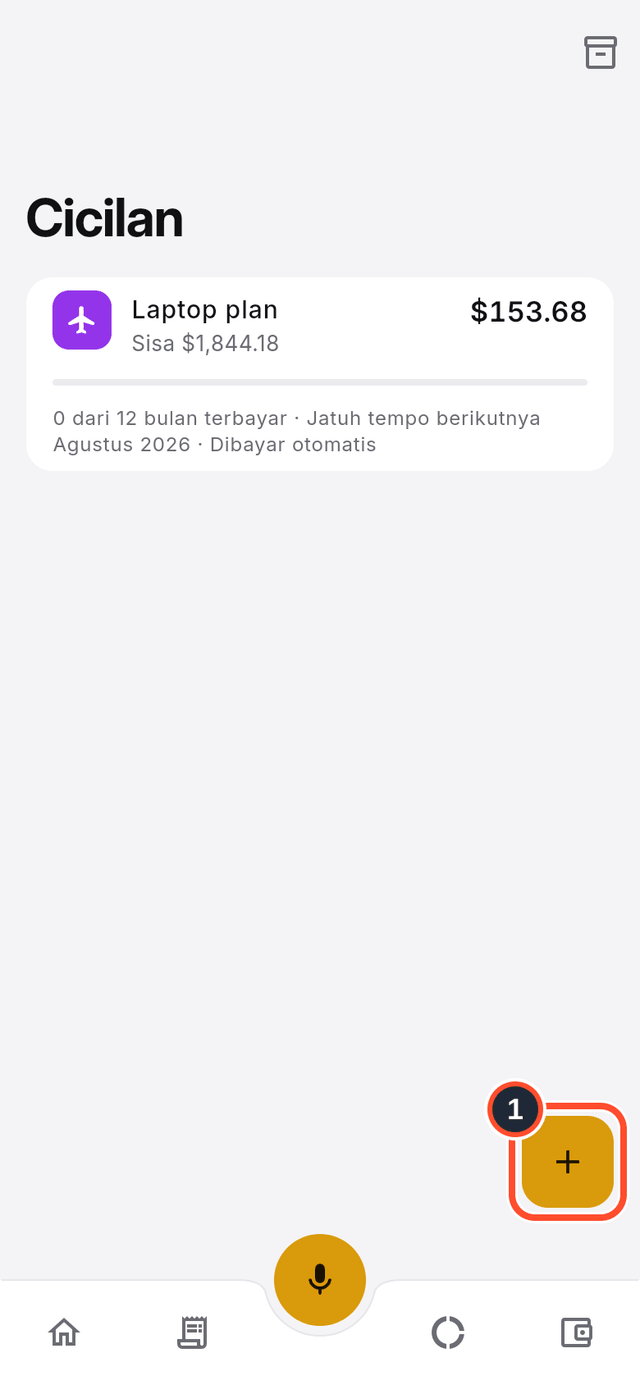 Daftar cicilan dengan tombol Buat cicilan yang ditandai