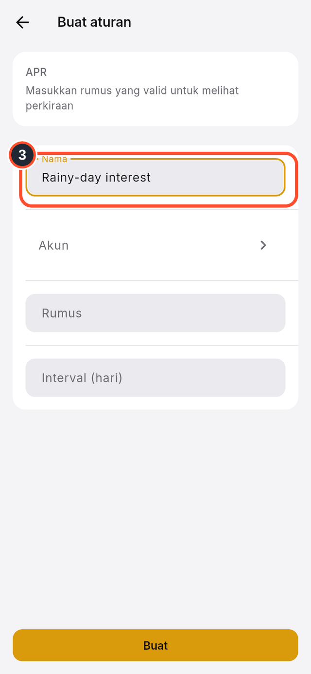 Kolom nama yang ditandai pada formulir aturan baru