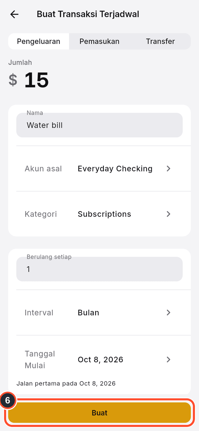 Tombol Buat ditandai di bagian bawah formulir