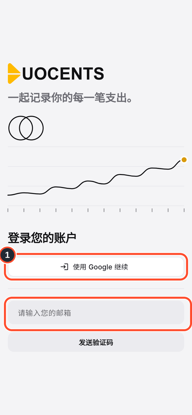 登录页面，已标出 Google 按钮和邮箱输入框