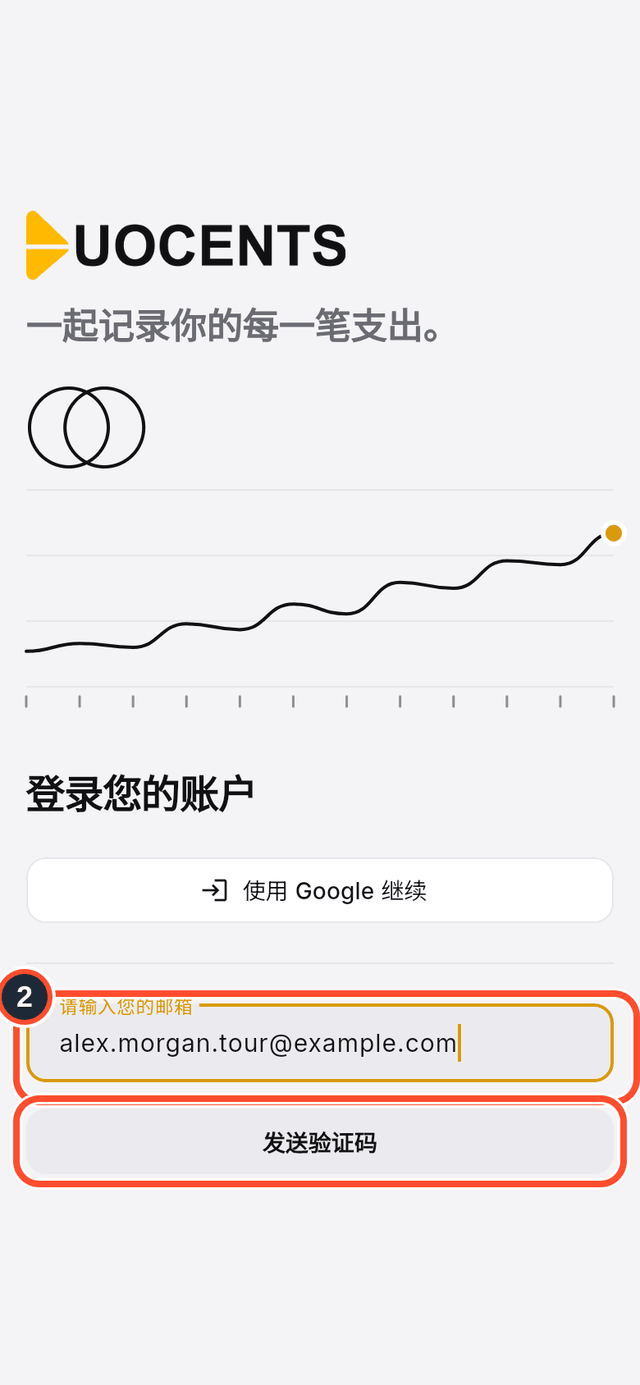 已标出的邮箱输入框和发送验证码按钮